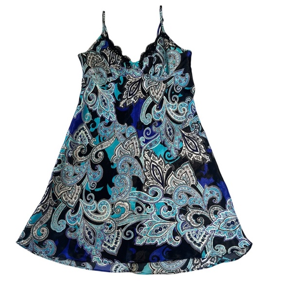 Apt.9 Paisley Nightgown With Lace Trim Blue , Black & White Size Small - Picture 1 of 6